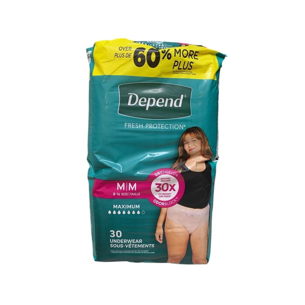 NEW Medium Depend Fresh Protection Women's Underwear 30ct Depends Incontinence